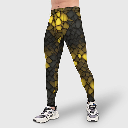Мужские тайтсы Жёлтый трескающийся камень / 3D-принт – фото 3