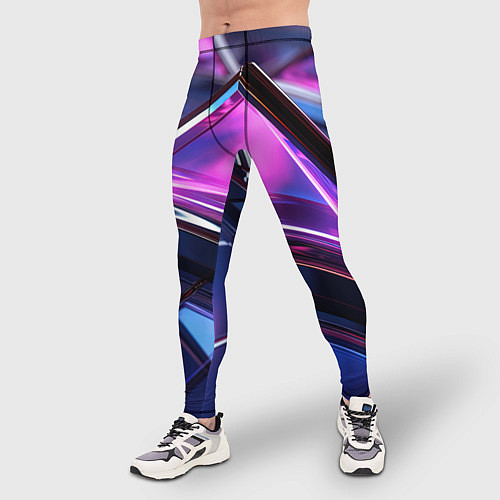 Мужские тайтсы Фиолетовые абстрактные треугольники / 3D-принт – фото 3