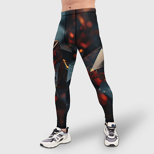 Мужские тайтсы Темные абстрактные кубы / 3D-принт – фото 3