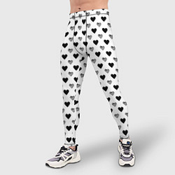 Тайтсы мужские Черно-белые сердечки, цвет: 3D-принт — фото 2