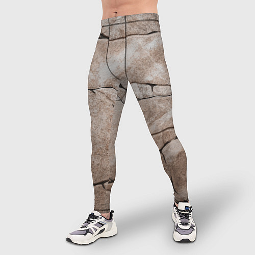 Мужские тайтсы Текстура бежевый горный камень / 3D-принт – фото 3