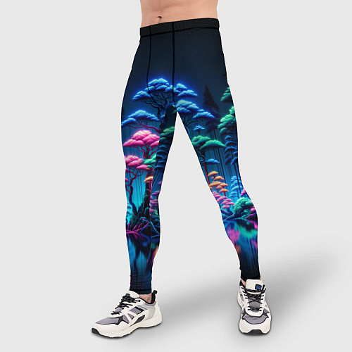 Мужские тайтсы Неоновый лес - нейросеть / 3D-принт – фото 3