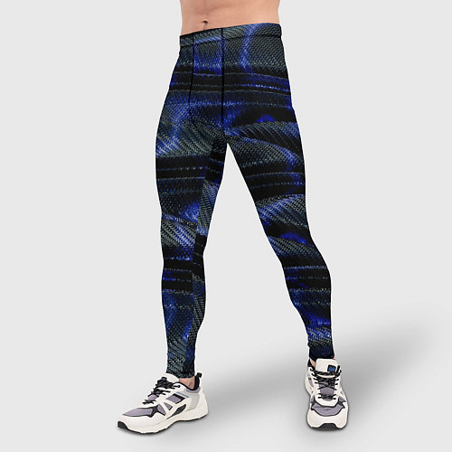 Мужские тайтсы Темно синие карбоновые волны / 3D-принт – фото 3