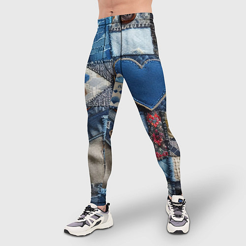 Мужские тайтсы Джинсовый пэчворк - нейросеть / 3D-принт – фото 3