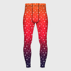 Тайтсы мужские Градиент оранжево-фиолетовый со звёздочками, цвет: 3D-принт