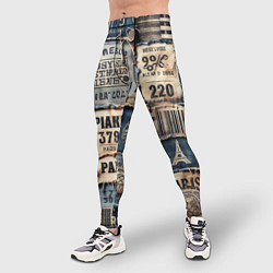 Тайтсы мужские Пэчворк джинсы из Парижа, цвет: 3D-принт — фото 2