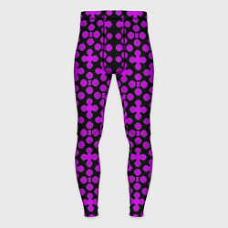 Тайтсы мужские Розовые четырёхлистники на чёрном фоне, цвет: 3D-принт