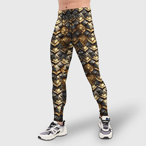 Мужские тайтсы Золотистая текстурная броня / 3D-принт – фото 3