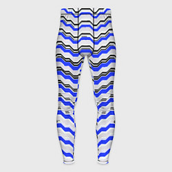 Тайтсы мужские Black and blue stripes on a white background, цвет: 3D-принт