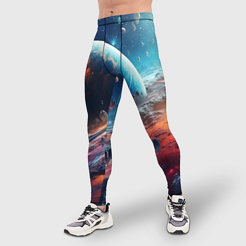 Мужские тайтсы Космос фантастическая планета / 3D-принт – фото 3