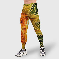 Тайтсы мужские Зелено-оранжевый фрактал, цвет: 3D-принт — фото 2