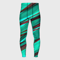 Тайтсы мужские Бирюзовый и бордовый абстрактные полосы, цвет: 3D-принт
