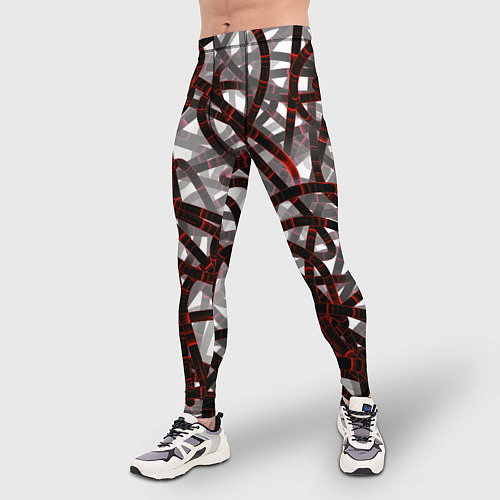 Мужские тайтсы Красные энергетические кабели / 3D-принт – фото 3