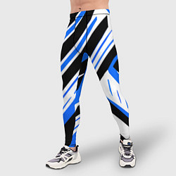 Тайтсы мужские Чёрно-синие полосы на белом фоне, цвет: 3D-принт — фото 2