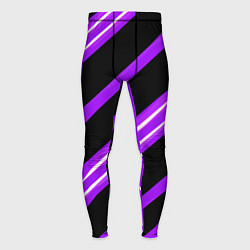 Тайтсы мужские Чёрно-белые полосы на фиолетовом фоне, цвет: 3D-принт