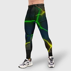Тайтсы мужские Неоновые яркие зеленые плиты с желтым светом, цвет: 3D-принт — фото 2
