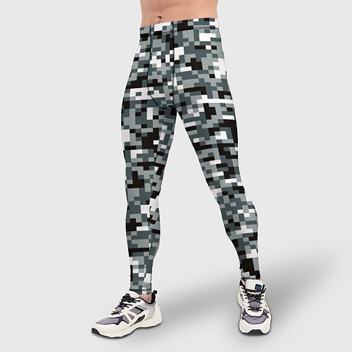 Мужские тайтсы Камуфляжные пиксели текстура / 3D-принт – фото 3