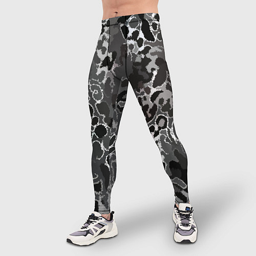 Мужские тайтсы Чёрно-серый абстракция / 3D-принт – фото 3