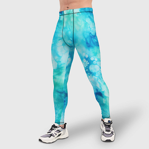 Мужские тайтсы Абстракция тай-дай аква / 3D-принт – фото 3