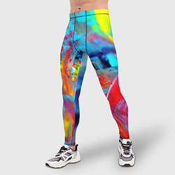 Тайтсы мужские Абстрактные краски неон, цвет: 3D-принт — фото 2