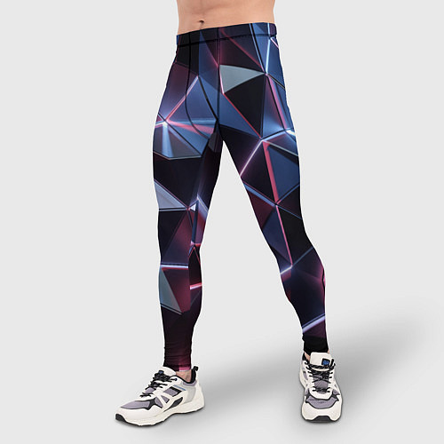 Мужские тайтсы Неоновые геометрические плиты / 3D-принт – фото 3
