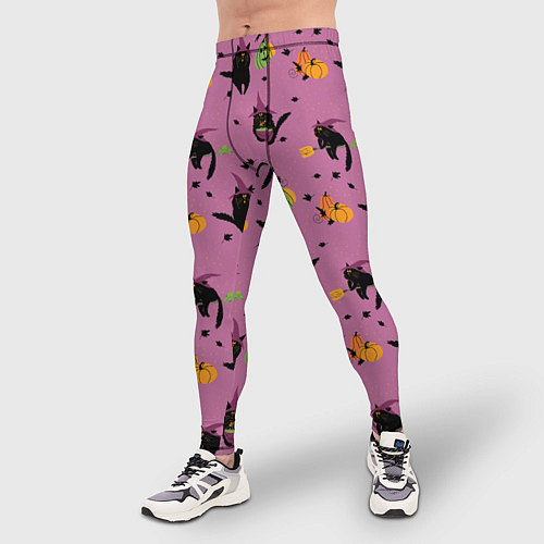 Мужские тайтсы Хэллоуин и кот ведьмы / 3D-принт – фото 3