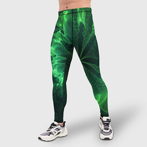 Мужские тайтсы Оптический зелёный фрактал / 3D-принт – фото 3