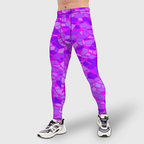 Мужские тайтсы Фиолетовые плитки на розовом фоне / 3D-принт – фото 3
