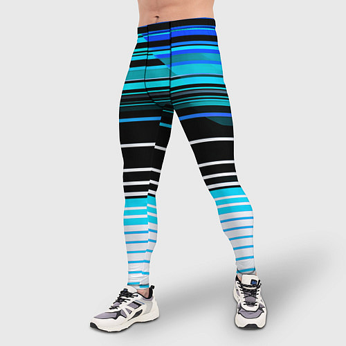 Мужские тайтсы Разноцветные вертикальные линии / 3D-принт – фото 3