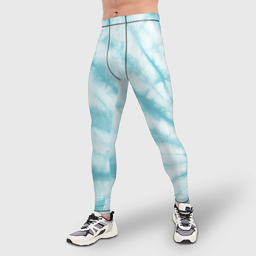 Мужские тайтсы Голубой тай дай / 3D-принт – фото 3