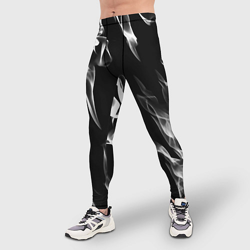 Мужские тайтсы Белые языки пламени текстура / 3D-принт – фото 3