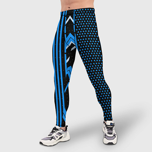Мужские тайтсы Синие обои на чёрном фоне / 3D-принт – фото 3