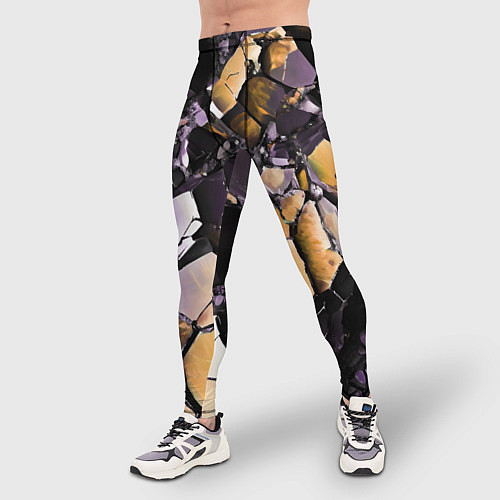 Мужские тайтсы Чёрно-жёлтый камень / 3D-принт – фото 3