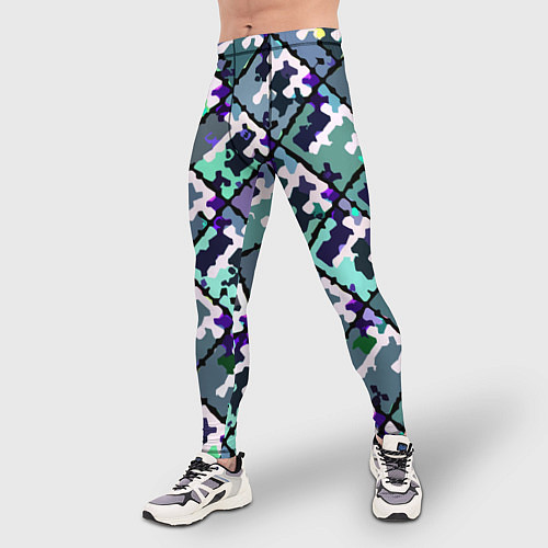 Мужские тайтсы Бирюзовый абстрактный паттерн / 3D-принт – фото 3