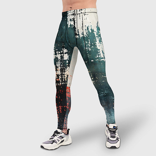 Мужские тайтсы Чёрно-красная ржавчина на белом фоне / 3D-принт – фото 3