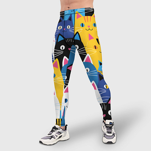 Мужские тайтсы Много цветных котиков / 3D-принт – фото 3