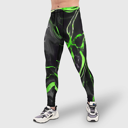 Мужские тайтсы Зелёно-чёрный мрамор / 3D-принт – фото 3