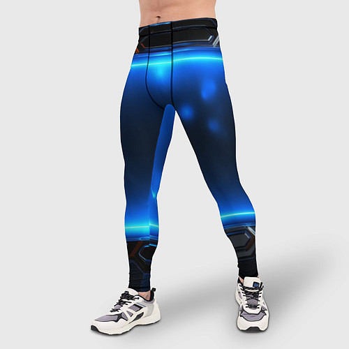 Мужские тайтсы Синяя неоновая атмосфера / 3D-принт – фото 3