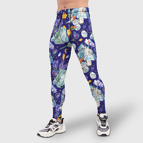 Мужские тайтсы Крокусы и зяблик во льдах / 3D-принт – фото 3
