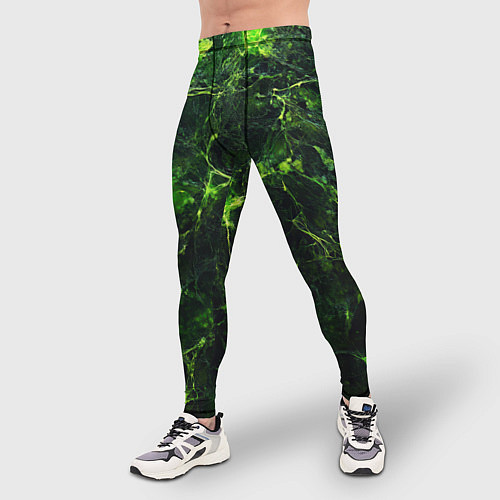 Мужские тайтсы Зеленая ядовитая текстура / 3D-принт – фото 3