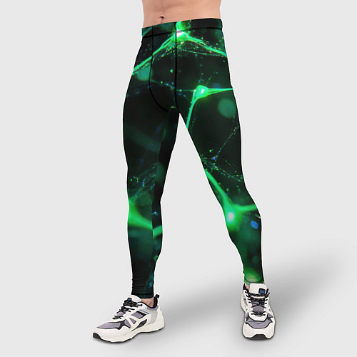 Мужские тайтсы Зеленый нейроны / 3D-принт – фото 3