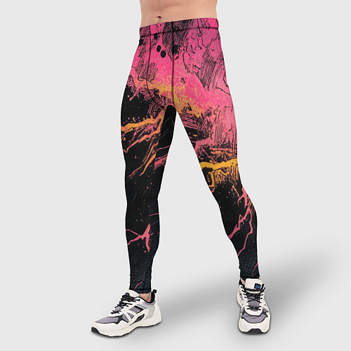 Мужские тайтсы Абстрактные молнии текстура / 3D-принт – фото 3