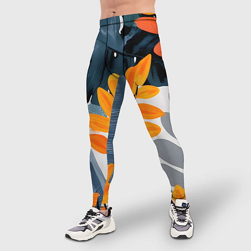 Мужские тайтсы Контрастные листья / 3D-принт – фото 3