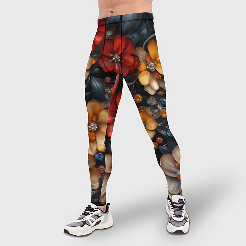 Мужские тайтсы Объемные бутоны цветов / 3D-принт – фото 3
