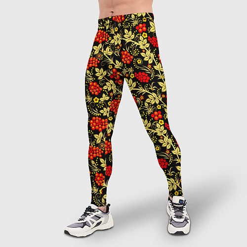 Мужские тайтсы Рябина с золотой листвой / 3D-принт – фото 3