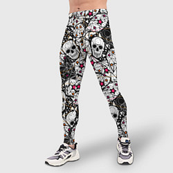 Тайтсы мужские Черепа и красные звезды, цвет: 3D-принт — фото 2