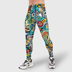 Тайтсы мужские Спортивный инвентарь коллаж, цвет: 3D-принт — фото 2