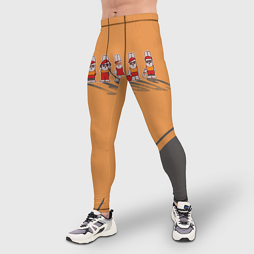 Мужские тайтсы Пять спортивных кроликов / 3D-принт – фото 3