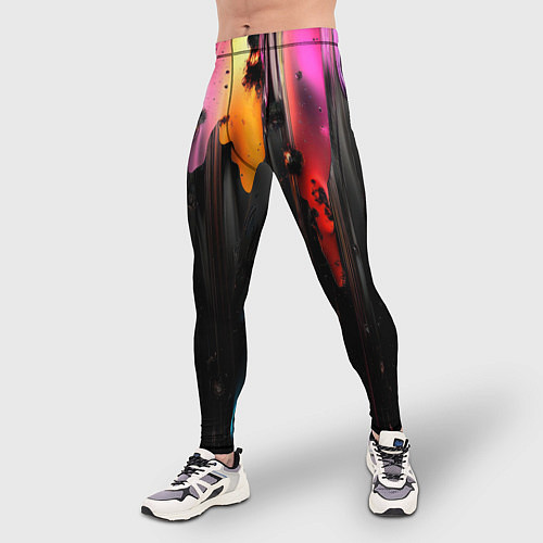 Мужские тайтсы Разноцветная рельефная краска текстура / 3D-принт – фото 3