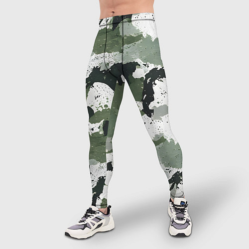Мужские тайтсы Зеленый фактурный камуфляж / 3D-принт – фото 3